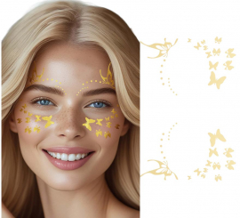 Pegatinas Faciales Adhesivas de Mariposas doradas
