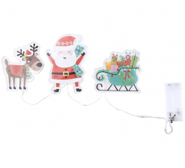 Pegatinas Gel Led 3 Figuritas de Papá Noel y Reno de 15x30 cm