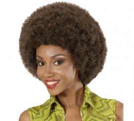 Adjustable and washable brown afro wig for adults