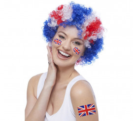 Peluca Afro Pequeña de Union Jack - Reino Unido