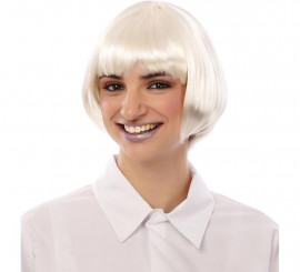 Short white wig with 25cm bangs