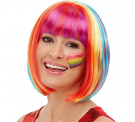 Kurze Rainbow Bob Perücke mit Pony