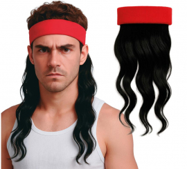 Peluca Castaña con Cinta roja