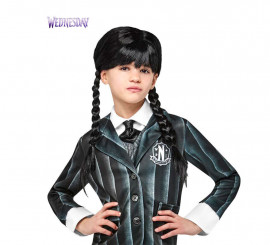 Addams Family Wednesday Wig with Bangs and Braids for Children