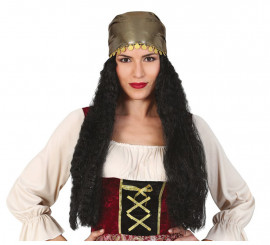 Sombrero Marrón imitación Cuero con Peluca Mujer Pirata