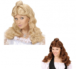 Lady's wig with bun in various colors for adults