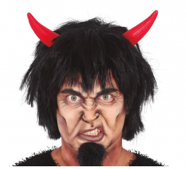 Black Devil Wig with Red Horns