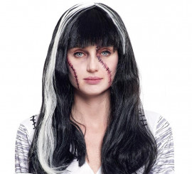 Black Phantom wig with white streaks