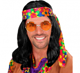 Black Hippie Wig with Bandana