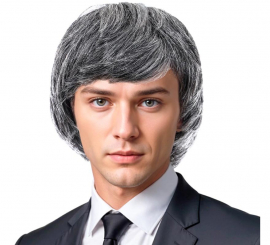 Gray haired man wig with bangs