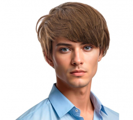 Brown men's wig with bangs