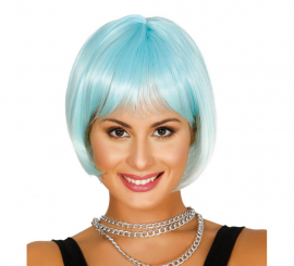 Turquoise and white medium hair wig