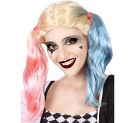 Sinister Clown Wig with Pigtails