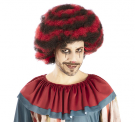 Parrucca da clown afro perverso rossa e nera