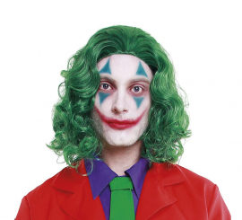 Parrucca da clown verde che ride per adulto