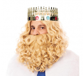 Wizard King Wig with Matte Blonde Beard