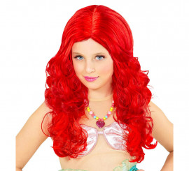 Children's Long Intense Red Mermaid Wig