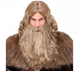 Viking wig with beard and mustache for adults