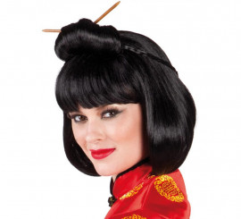 Black Geisha Wig with Deluxe Needles