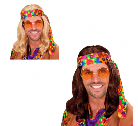 Hippie Wig with Band in Various Colors for Adults