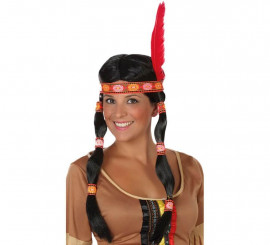 Parrucca indiana con trecce e nastri