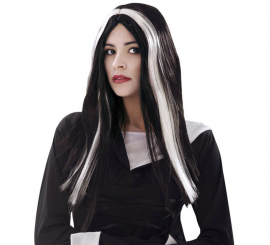 Long Black and White Witch Wig