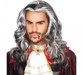 Long black and white vampire wig