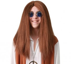 Peluca Larga Lisa Hippie con raya en medio