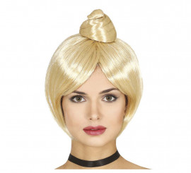 Straight Wig with Blonde Bun