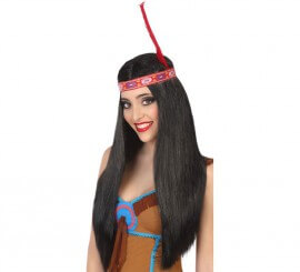 Parrucca indiana liscia con nastro
