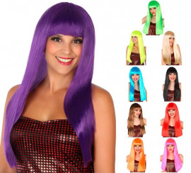 Long Straight Wig with Bangs in various colors