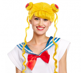 Manga wig with yellow bow and stones