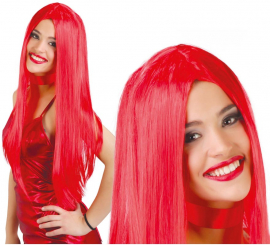 Diablesa wig with straight red hair for Halloween