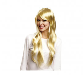 Wavy blonde hair wig with bangs