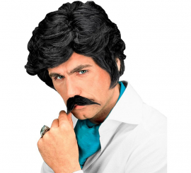 Black Wig with Play Boy Mustache