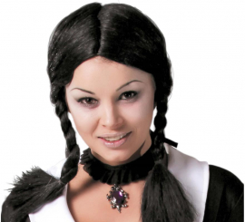 Black wig with two braids