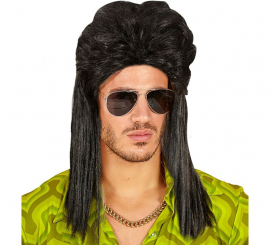 Black Wig with Vokuhila Pompadour