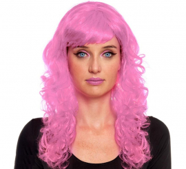 Dark pink waves wig with fringe