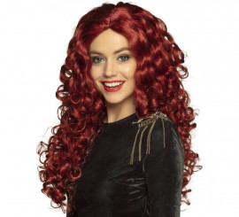 Long red wavy wig for adults