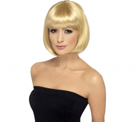Perruque lisse coupe bob avec frange blonde