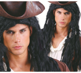 Long Black Dreadlocks Pirate Wig