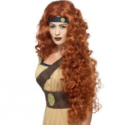 Extra long brown Medieval Warrior Queen wig