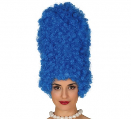 Long Blue Curly Wig 40 cm