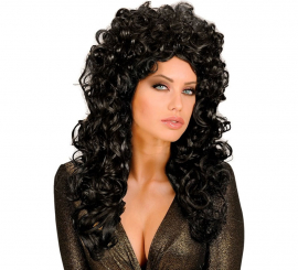Long black curly wig