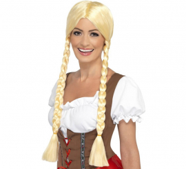 Blonde wig with Bavarian pigtails