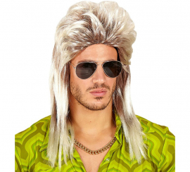 Blonde Wig with Vokuhila Topknot