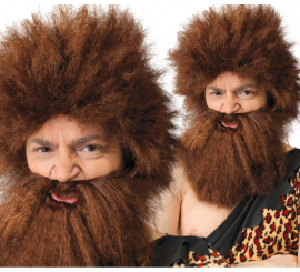 Caveman or Troglodyte brown wig and beard