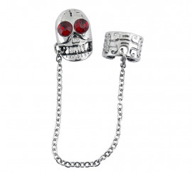 Pendiente con cadena de Calavera con Piedras Rojas