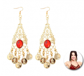 Arabic earrings with red stone