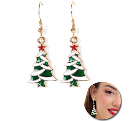 Christmas Tree Metal Earrings 2x2.5 cm